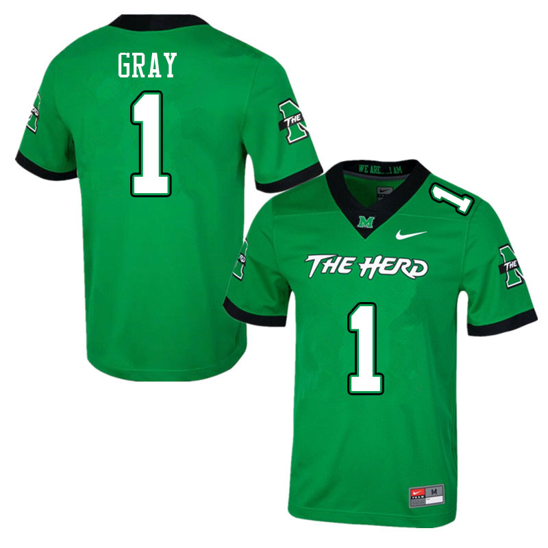Men #1 Charlie Gray Marshall Thundering Herd College Football Jerseys Sale-Green - Click Image to Close